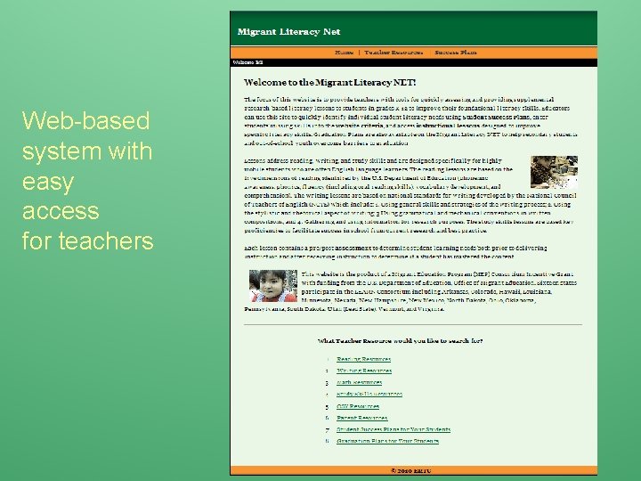 Web-based system with easy access for teachers 