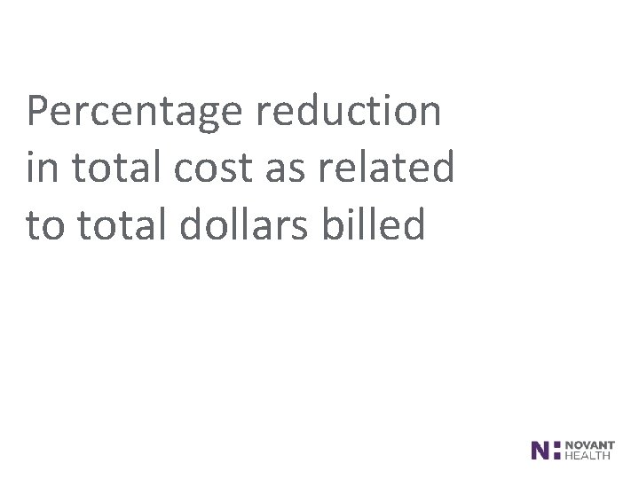 Percentage reduction in total cost as related to total dollars billed 