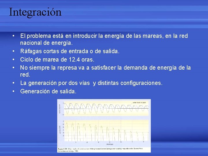 Integración • El problema está en introducir la energía de las mareas, en la