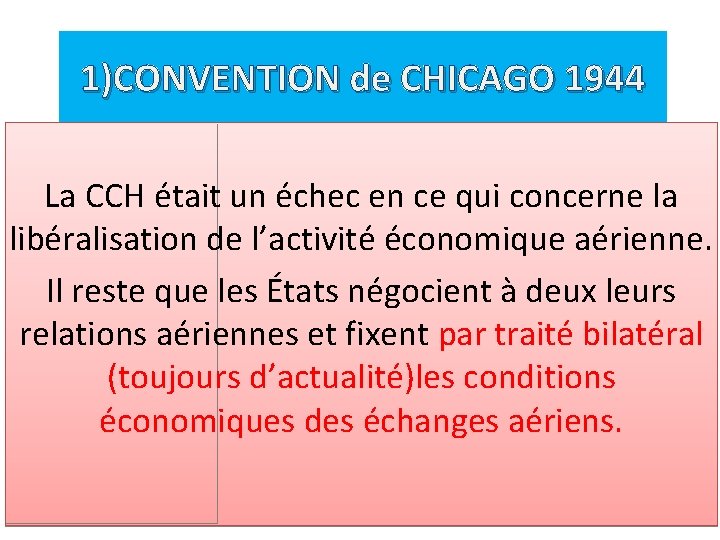 1)CONVENTION de CHICAGO 1944 La CCH était un échec en ce qui concerne la