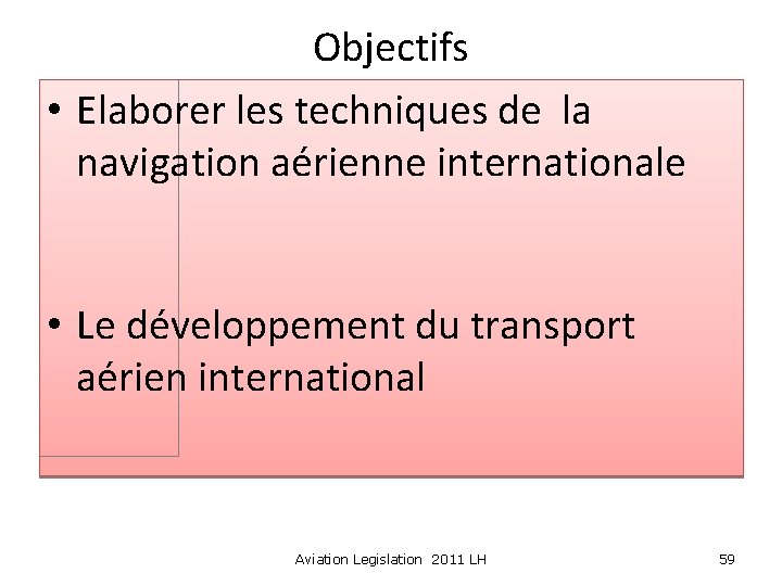 Objectifs • Elaborer les techniques de la navigation aérienne internationale • Le développement du
