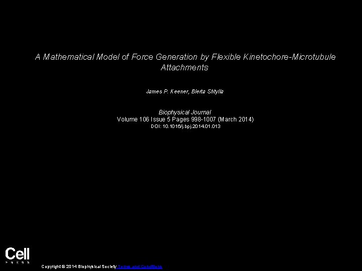 A Mathematical Model of Force Generation by Flexible Kinetochore-Microtubule Attachments James P. Keener, Blerta