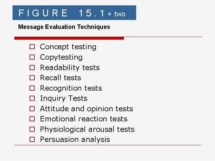 FIGURE 1 5. 1 + two Message Evaluation Techniques o o o o o