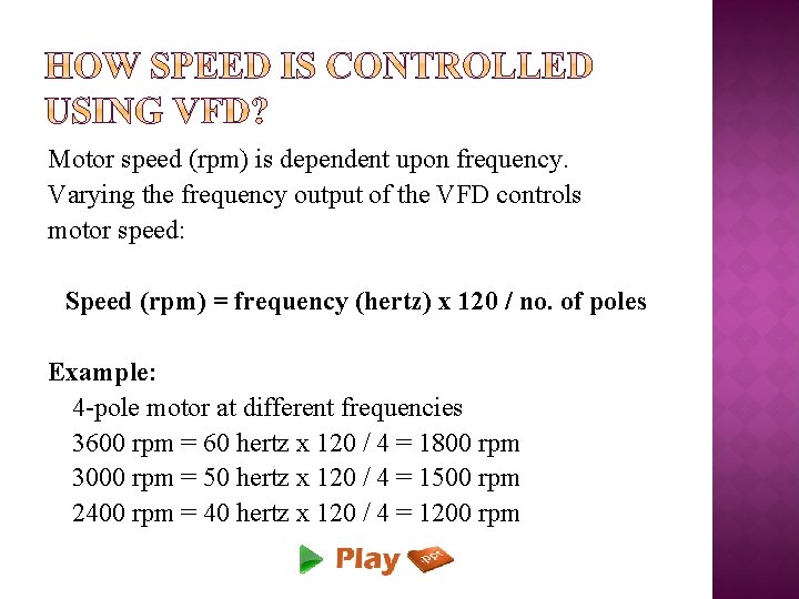 Main components Variable Frequency Drive VFD ThreePhase Induction