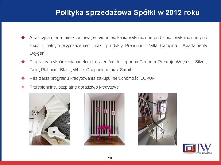 Polityka sprzedażowa Spółki w 2012 roku v Atrakcyjna oferta mieszkaniowa, w tym mieszkania wykończone