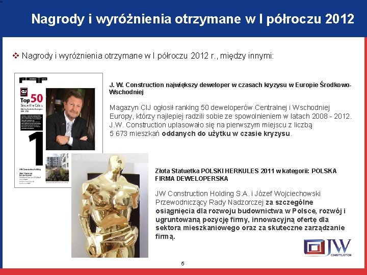 Nagrody i wyróżnienia otrzymane w I półroczu 2012 v Nagrody i wyróżnienia otrzymane w