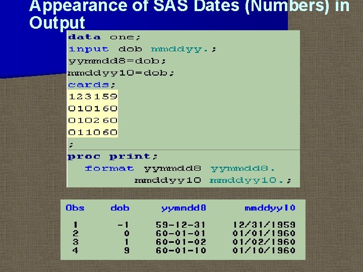 Appearance of SAS Dates (Numbers) in Output 