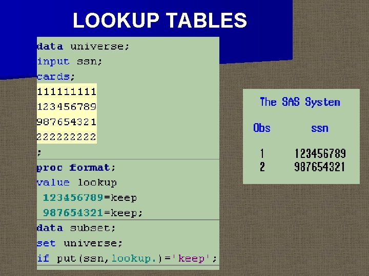 LOOKUP TABLES 