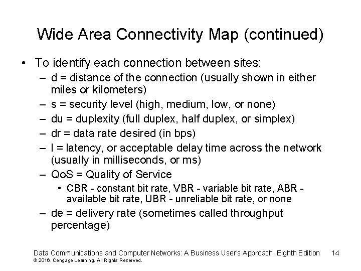 Wide Area Connectivity Map (continued) • To identify each connection between sites: – d