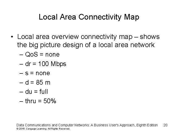 Local Area Connectivity Map • Local area overview connectivity map – shows the big