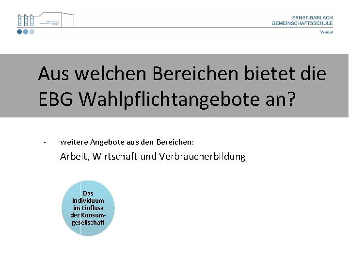 Aus welchen Bereichen bietet die EBG Wahlpflichtangebote an? - weitere Angebote aus den Bereichen: