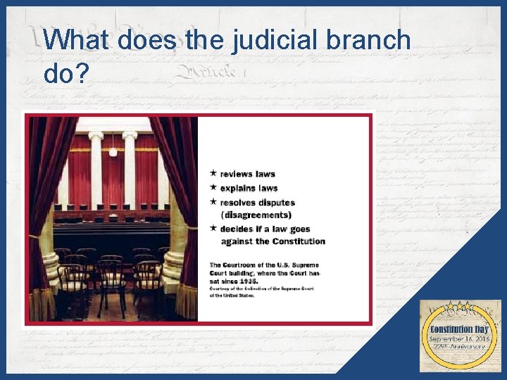 What does the judicial branch do? 