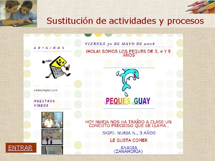 Sustitución de actividades y procesos ENTRAR Sustitución de actividades y procesos ENTRAR