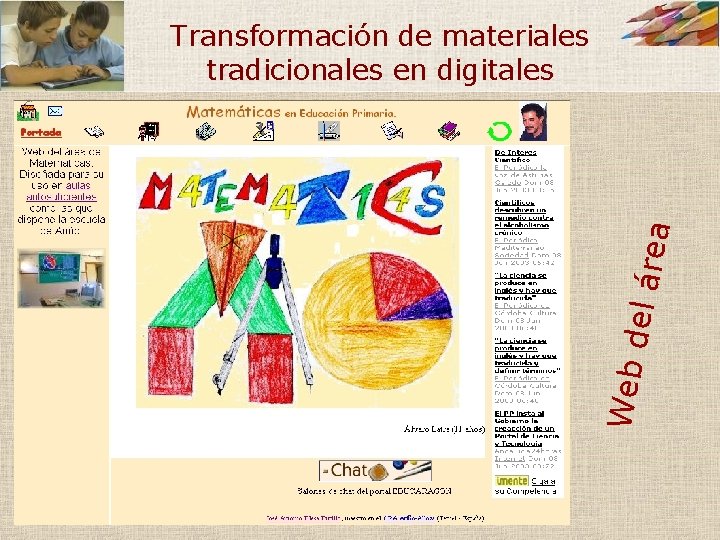 Web d el áre a Transformación de materiales tradicionales en digitales Web d el áre a Transformación de materiales tradicionales en digitales