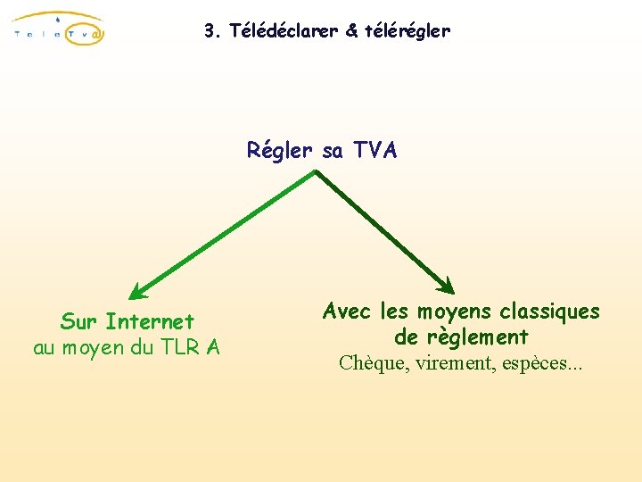 3. Télédéclarer & télérégler Régler sa TVA Sur Internet au moyen du TLR A