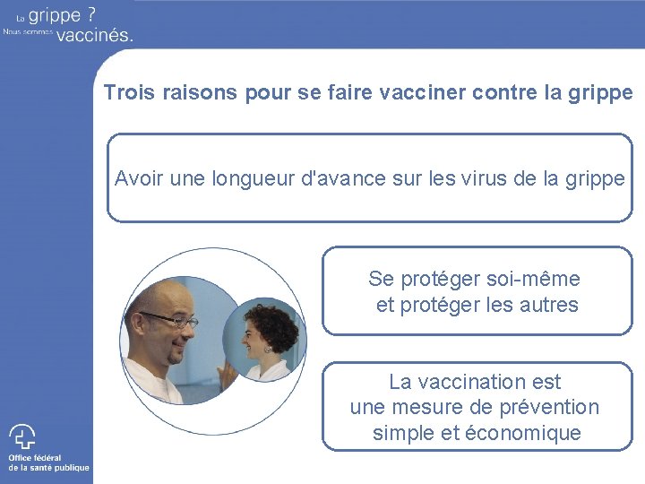 Trois raisons pour se faire vacciner contre la grippe Avoir une longueur d'avance sur