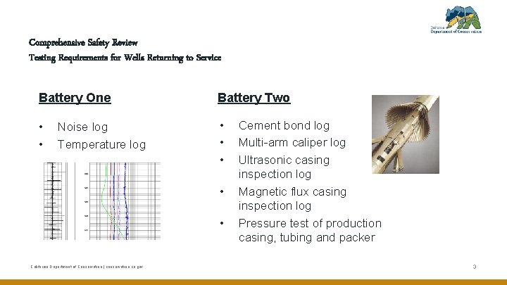 Comprehensive Safety Review Testing Requirements for Wells Returning to Service Battery One Battery Two