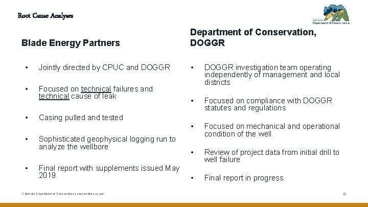 Root Cause Analyses Blade Energy Partners • Jointly directed by CPUC and DOGGR •