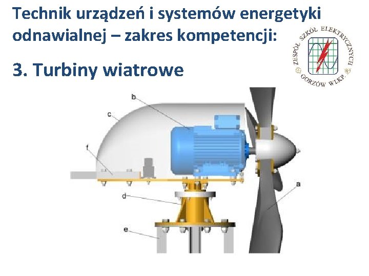 Technik urządzeń i systemów energetyki odnawialnej – zakres kompetencji: 3. Turbiny wiatrowe 