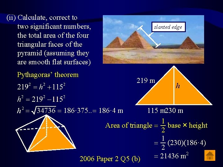 (ii) Calculate, correct to two significant numbers, the total area of the four triangular