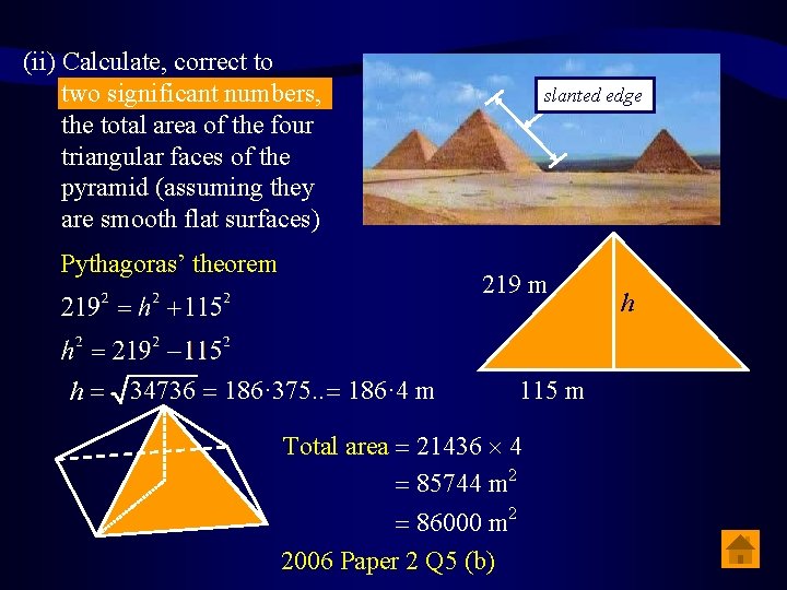 (ii) Calculate, correct to two significant numbers, the total area of the four triangular