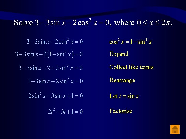 Expand Collect like terms Rearrange Factorise 