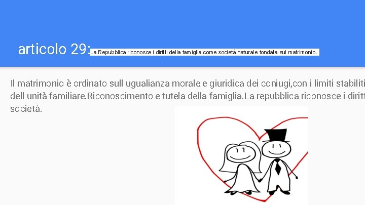 articolo 29: La Repubblica riconosce i diritti della famiglia come società naturale fondata sul