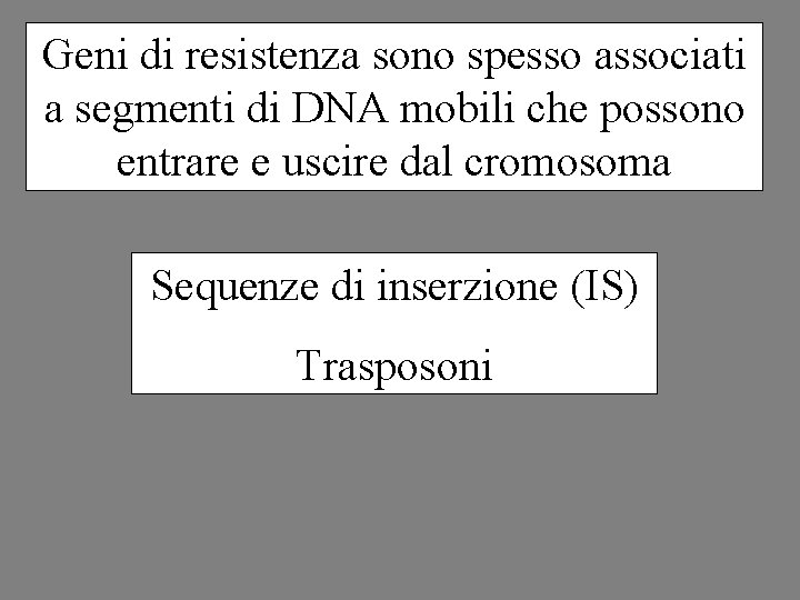 Geni di resistenza sono spesso associati a segmenti di DNA mobili che possono entrare