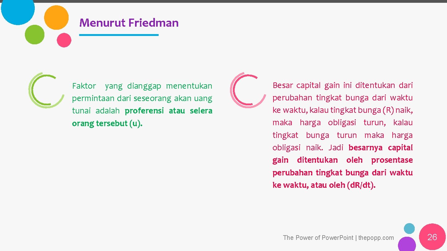 Menurut Friedman Faktor yang dianggap menentukan permintaan dari seseorang akan uang tunai adalah proferensi