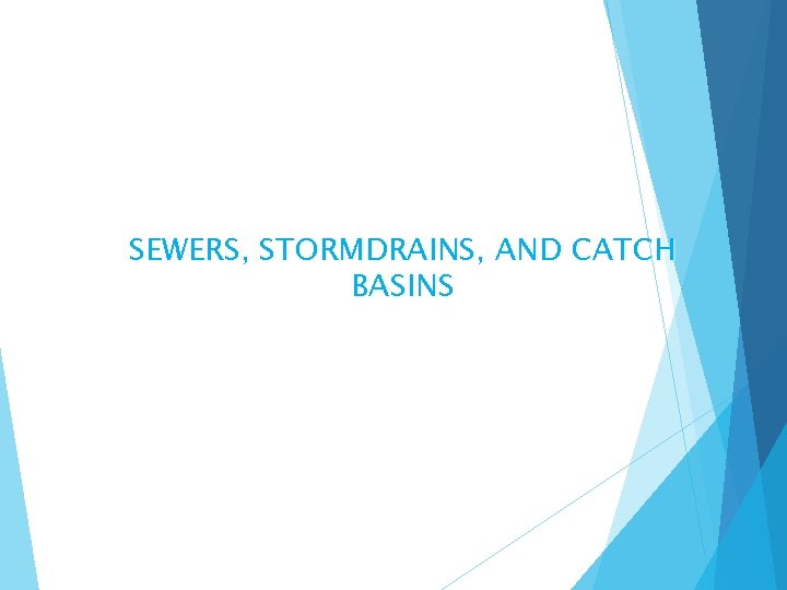SEWERS, STORMDRAINS, AND CATCH BASINS 