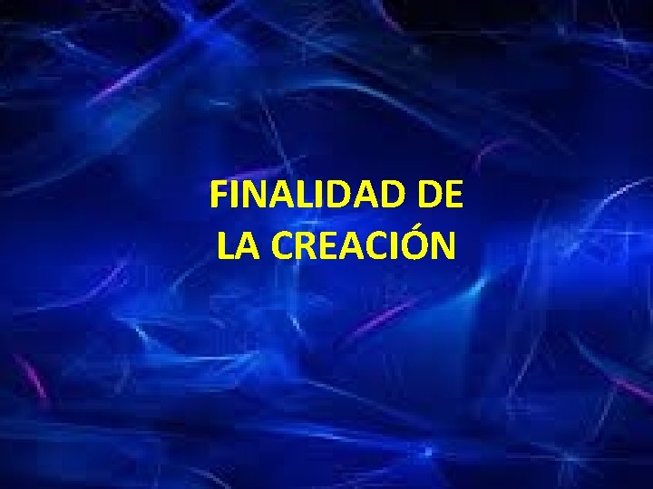 FINALIDAD DE LA CREACIÓN 