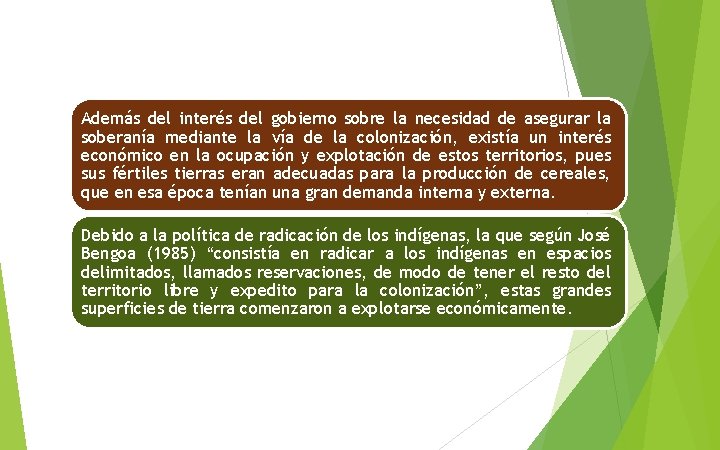 Además del interés del gobierno sobre la necesidad de asegurar la soberanía mediante la