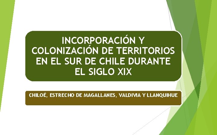 INCORPORACIÓN Y COLONIZACIÓN DE TERRITORIOS EN EL SUR DE CHILE DURANTE EL SIGLO XIX