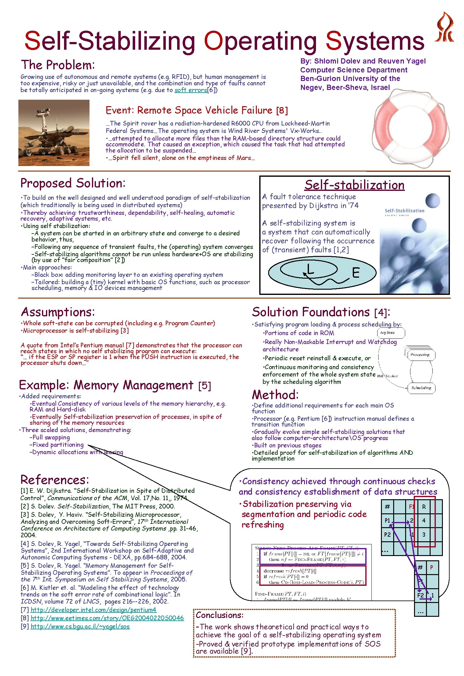 Self-Stabilizing Operating Systems The Problem: Growing use of autonomous and remote systems (e. g.