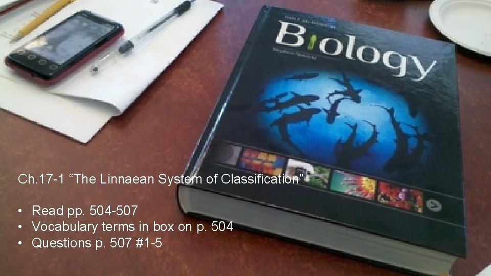 Ch. 17 -1 “The Linnaean System of Classification” • Read pp. 504 -507 •