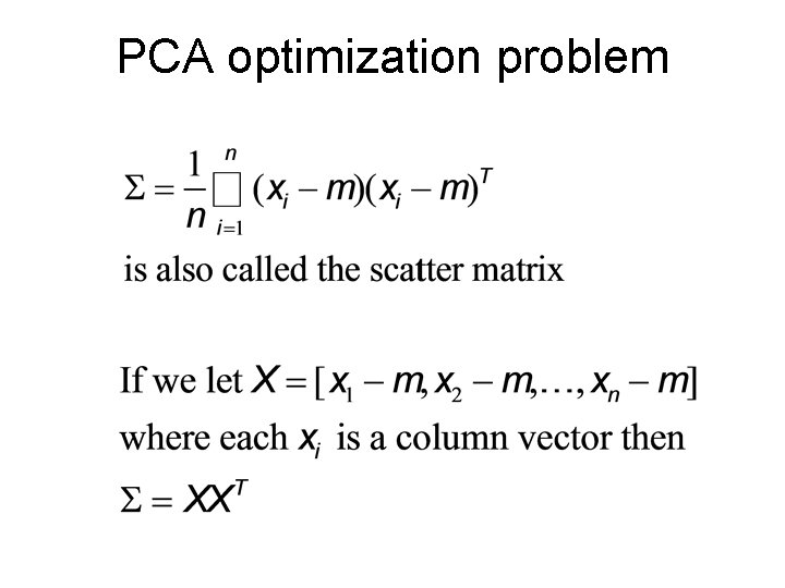 PCA optimization problem 