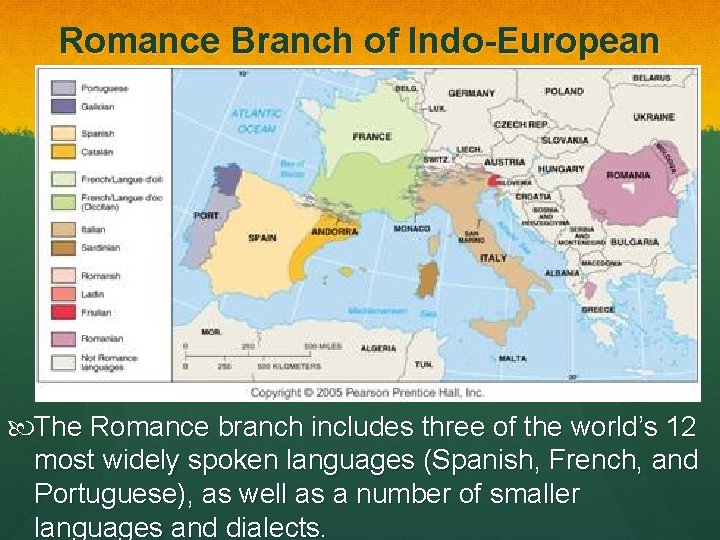 Romance Branch of Indo-European The Romance branch includes three of the world’s 12 most