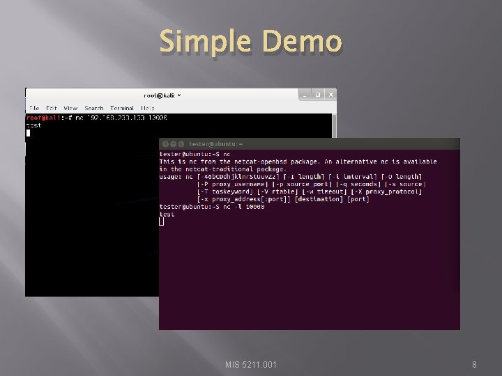 Simple Demo MIS 5211. 001 8 
