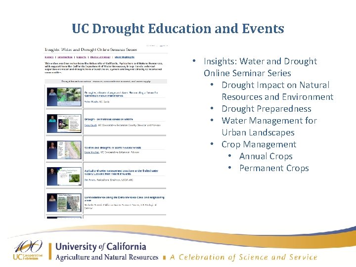 UC Drought Education and Events • Insights: Water and Drought Online Seminar Series •