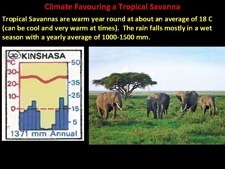 Climate Favouring a Tropical Savannas are warm year round at about an average of