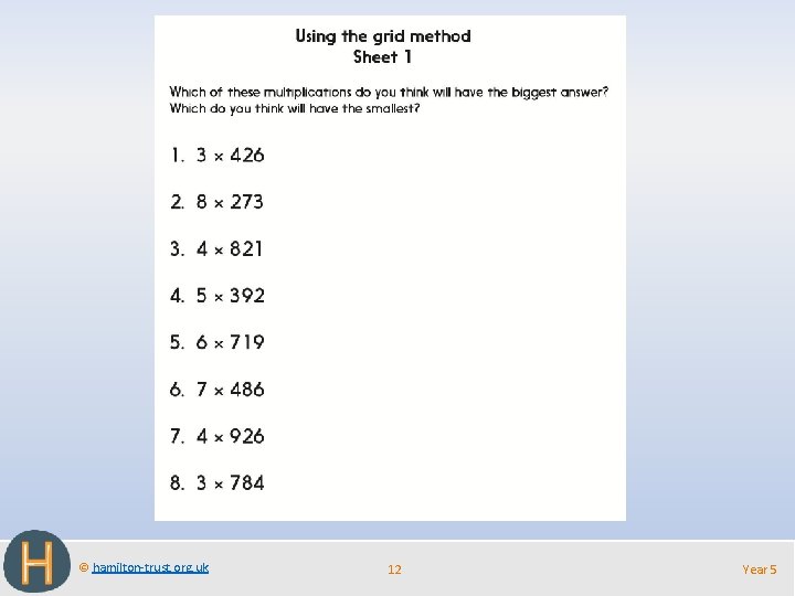 © hamilton-trust. org. uk 12 Year 5 