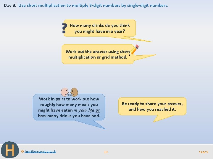 Day 3: Use short multiplication to multiply 3 -digit numbers by single-digit numbers. How