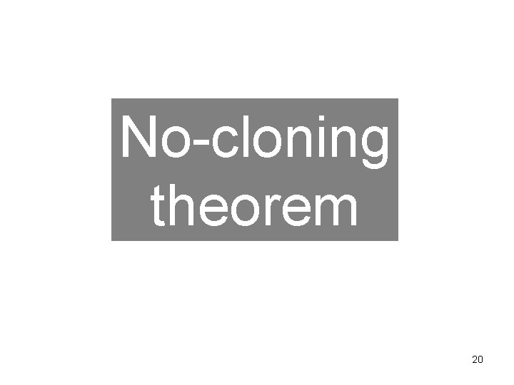 No-cloning theorem 20 