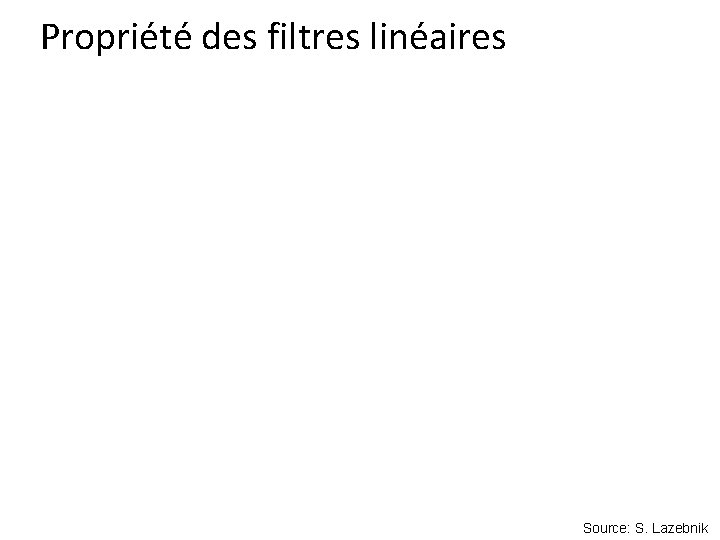 Propriété des filtres linéaires Source: S. Lazebnik 