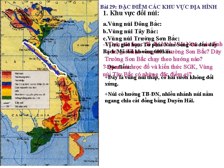 Bài 29: ĐẶC ĐIỂM CÁC KHU VỰC ĐỊA HÌNH 1. Khu vực đồi núi: