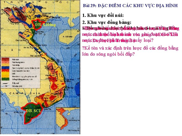 Bài 29: ĐẶC ĐIỂM CÁC KHU VỰC ĐỊA HÌNH ĐB. S. Hồng 1. Khu