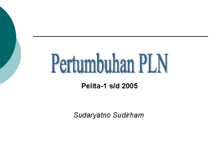 Pelita-1 s/d 2005 Sudaryatno Sudirham 