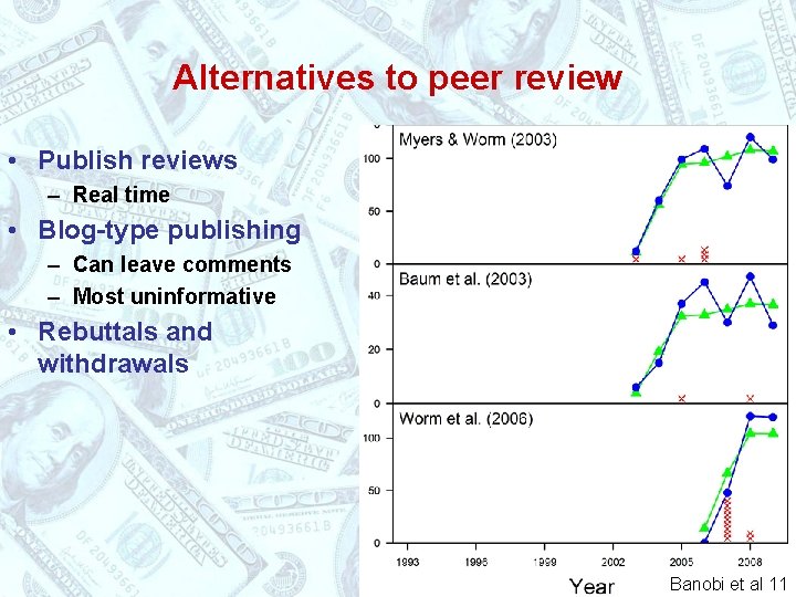 Alternatives to peer review • Publish reviews – Real time • Blog-type publishing –