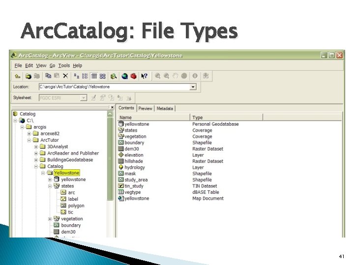Arc. Catalog: File Types 41 