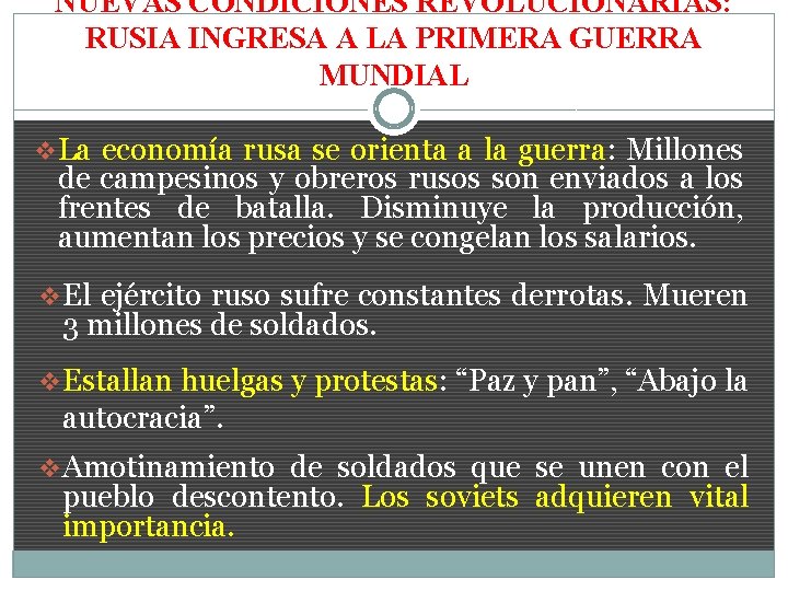 NUEVAS CONDICIONES REVOLUCIONARIAS: RUSIA INGRESA A LA PRIMERA GUERRA MUNDIAL v. La economía rusa